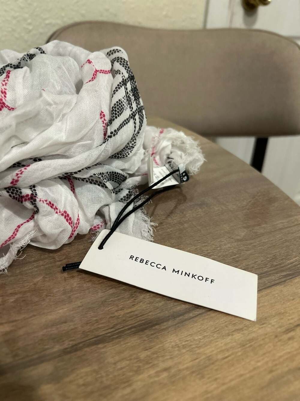 Rebecca Minkoff Plaid Large Square Scarf in White